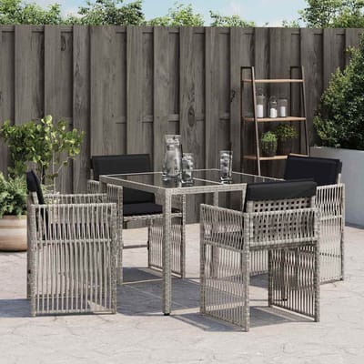 vidaXL - Tuinstoelen - 4 - st - met - kussens - poly - rattan - lichtgrijs