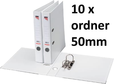 10 x Ordner Quantore - A4 - 50mm breed - PP kunststof - wit