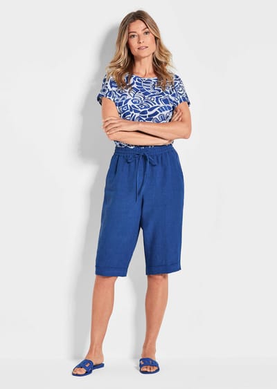 Bermuda CARLA van puur linnen - koningsblauw - Gr. 24 van Goldner Fashion