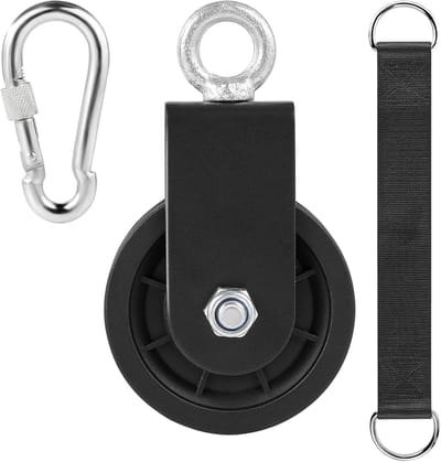 Katrol - Kabelpoelie - Schuifpoort Katrol Staalkabel - Geruisloos - Losneembaar - 360° Draaibare Tractiewiel, Karabijnhaak en Riem - Voor Doe-Het-Zelf-Gymkatrolsysteem, Doe-Het-Zelf-Gymaccessoires, Takels en Waslijnen