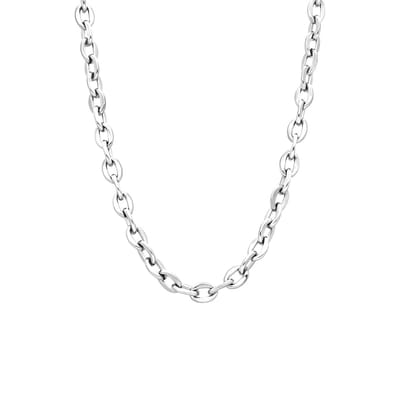 Lucardi Heren Ketting schakel - Staal - Ketting - Vaderdag Cadeautje - 55 cm - Zilverkleurig
