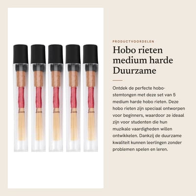 Dailygoods- Hobo Riet 5 Stuks - Duurzaam Medium Hard - Geschikt voor Beginners - Eenvoudig te Plaatsen - Hoge Klankstabiliteit - Lange Levensduur - Obo Riet