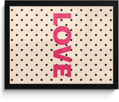 Poster in lijst - Fotolijst 40x30 cm - Posters - Love - Stippen - Roze - Posterlijst zwart - Decoratie - Wanddecoratie woonkamer - Muurdecoratie slaapkamer