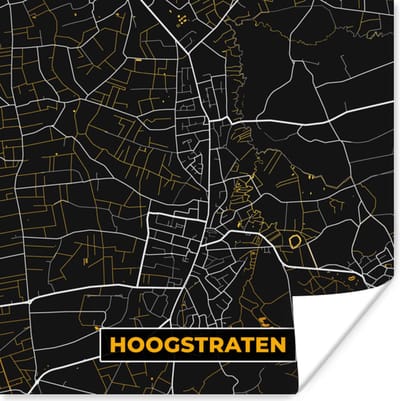 Poster Kaart - Hoogstraten - Stadskaart - Goud - Plattegrond - 100x100 cm XXL