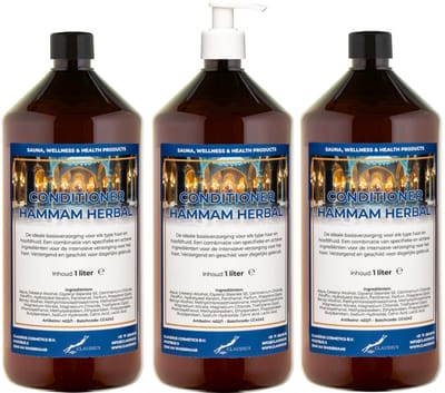 Hairconditioner Hammam Herbal 1 liter met witte pomp - set van 3 stuks