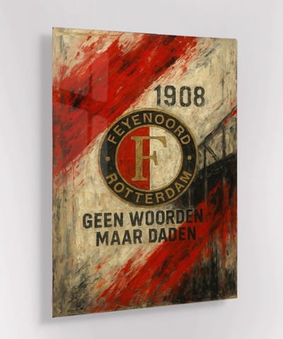 glas schilderij - Feyenoord 1908 - 40x60 cm - Abstracte kunst - Huis decoratie woonkamer - Keuken muur schilderijen - Wanddecoratie accessoires - Kamer interieur - voetbal