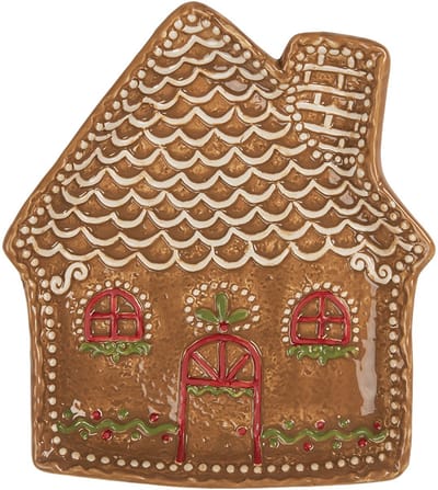 Clayre & Eef Ontbijtbord Gingerbread house 20x18x3 cm Bruin Keramiek