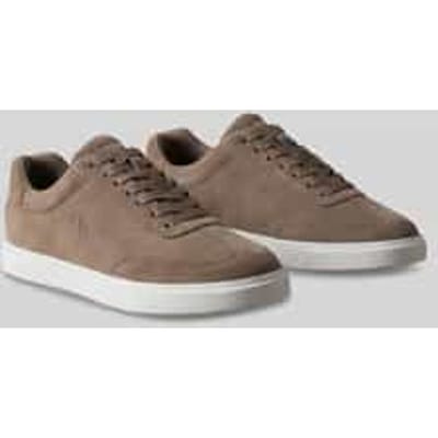 Sneakers van echt rundleer met logodetails