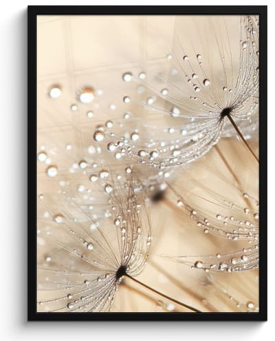 Poster in lijst - Fotolijst 50x70 cm - Posters - Paardenbloem - Abstract - Natuur - Beige - Posterlijst zwart - Decoratie - Wanddecoratie woonkamer - Muurdecoratie slaapkamer