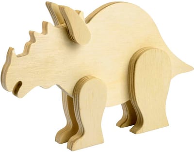 Triceratops Dinosaurus - Hout 3D Staand - Hobby & DIY - Duurzaam & Onbehandeld Hout - 16x10.5x2.7cm