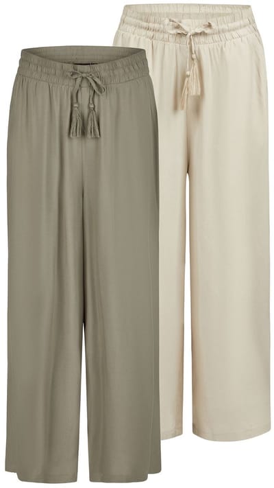 DENIMFY Dames Chino Broek DFKate 2 Pack comfort/relaxed Veelkleurig XL Volwassenen Palazzo Broek - Zomerbroek