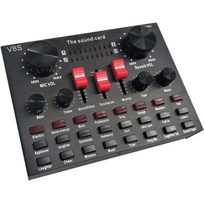 Adaptateur de son pour Streaming en direct V8S, Microphone pour téléphone portable, multifonction, haute qualité sonore noir
