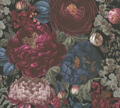 WEELDERIGE BLOEMEN BEHANG | Vintage - Rood Blauw Zwart Groen - LivingWalls Michalsky 5
