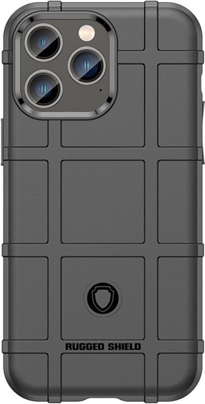 MobyDefend Hoesje - Geschikt voor iPhone 14 Pro Max - Rugged Shield TPU Backcover - Zwart