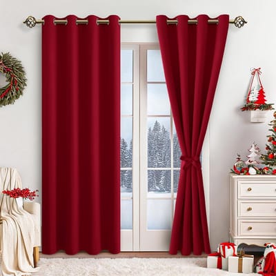 Dailygoods- Verduisterende Gordijnen 215 x 132 cm - 2 Stuks - Polyester - Inspringringen - Decoratieve Embrasses - Verstelbare Stropdassen - Raamdecoratie