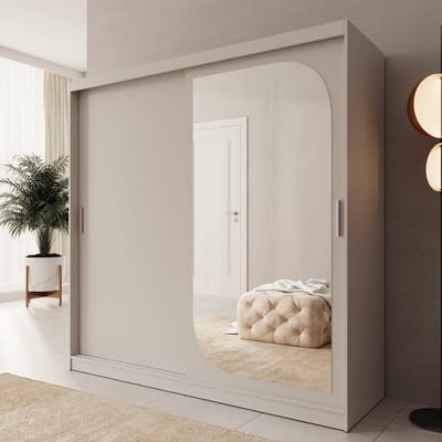 Meubella - Lava - Kledingkast 2 schuifdeuren - Beige - 200x62x200 cm