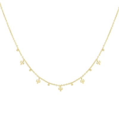 Cactus Glow – Gouden Bedel Ketting Dames – Stainless Steel – Cactus – 45 cm – Waterproof & Verkleurt Niet