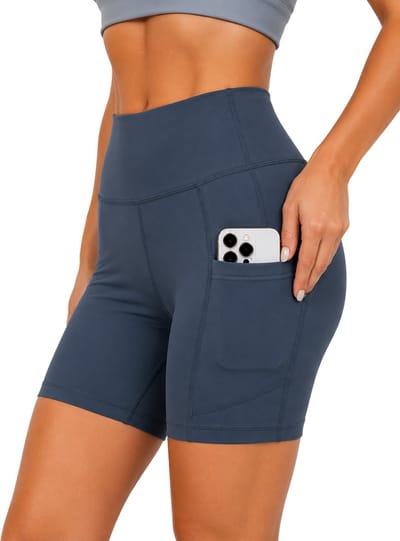 SparkNine Pace dames short - fitness - korte sportbroek - S - grijs - hoge taille - met zakken - elastisch - squatproof