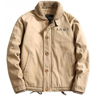 Winter Dekpak, Katoen-gevoerde Jas, Middelbare leeftijd Verdikte Fluweel Werkjas, Retro Sherpa Jas voor Heren 6XL beige