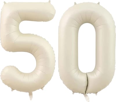 Cijfer Ballonnen Ballon Cijfer 50 Verjaardag Versiering Feest Helium Ballonnen Cijferballon Folieballon Wit Xl Formaat