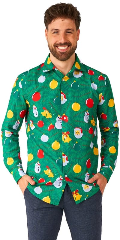 Suitmeister Kerstboom Shirt - Heren Kerst Overhemd - Kerst Kleding - Groen - Maat: XXL