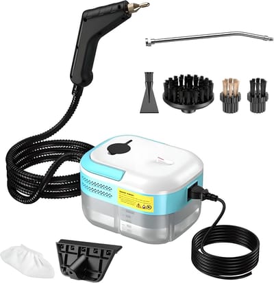 Handstoomreiniger, 1500 W, draagbare handstoomreiniger met 1200 ml grote watertank, hogedruk stoomreiniger, 7 accessoires voor alle keukenmeubels, vloer, badkamer, auto, tegels