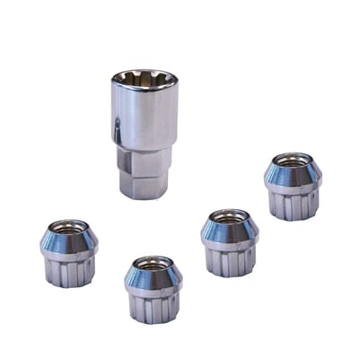 Carpoint Wiel-Slotmoeren Set – M12 x 1.5 – Type F Bolzitting – Inclusief Sleutel – Beschermt Velgen tegen Diefstal