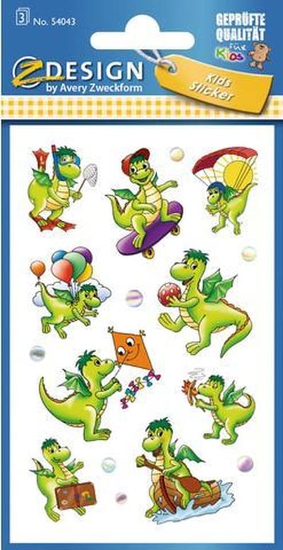 Avery Stickervel Dragon 7,6 X 12 Cm Papier Groen 27-delig