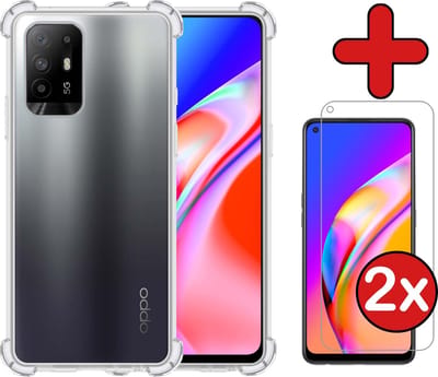 Hoesje - Met Screenprotector - 2 Stuks - Geschikt voor OPPO A94 5G - Sterk & Shockproof - Back Cover - Siliconen Case - Telefoon Hoes - Shock Proof - Telefoonhoes - Transparant