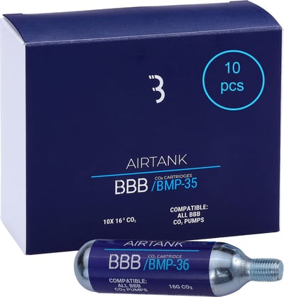 BBB Cycling AirTank Co2 Patronen 16 Gram - Minipomp - Fietspomp C02 Patroon 10 Stuks - Geschikt voor Minipomp - BMP-35
