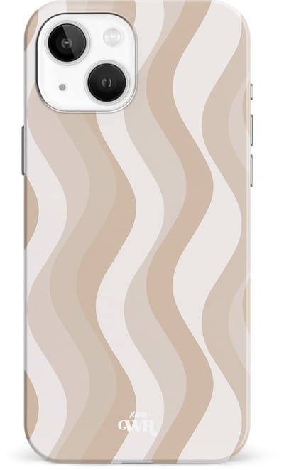 xoxo Wildhearts Minimal Nude - Single Layer - Hardcase geschikt voor iPhone 14 hoesje - Siliconen hoesje iPhone met golven print - Cover geschikt voor iPhone 14 beschermhoes - wit / beige / bruin