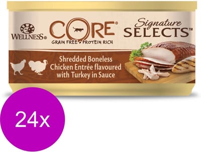 Wellness Core Signature Selects Shredded Kip/Kalkoen - Kattenvoer - 24 x 79 g