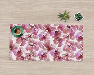 Coloray Bureau Onderlegger - Kleurrijke aquarelbloemen Onderlegger Bureau - 90 cm x 45 cm - Roze Bureau Onderlegger - Bureau Onderlegger Groot - Bureau Onderlegger XXL - Computer Mat - Bureau Pad