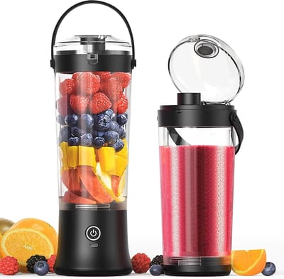 Draagbare Blender - Smoothie Maker - Onderweg Mixen - Krachtige 6-Messen Motor - 500 ml - Zwart