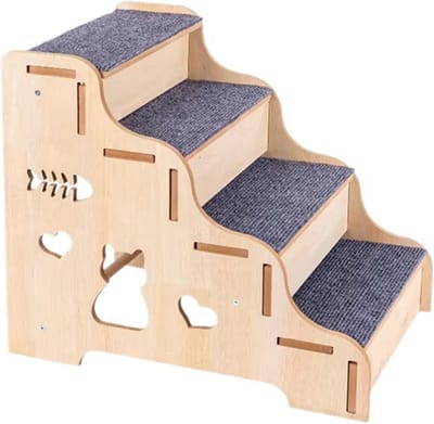 Honden en kattentrap - Huisdierladder - Ondersteuning Mobiliteit - Stabiel Houten Design - 30x30x30 cm - Houtkleur
