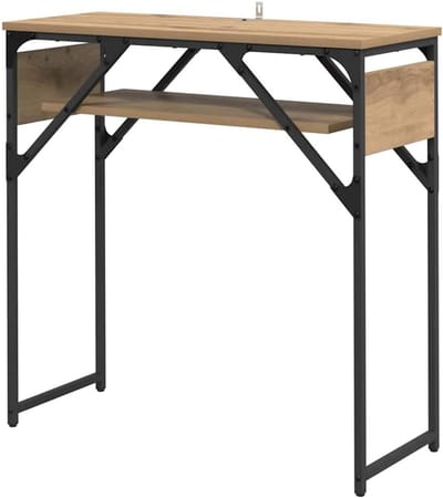 Metalen consoletafel - Industriële bijzettafel - Woonkamer decoratie - Gepoedercoat frame - 75 x 30 x 75 cm - Artisan eiken