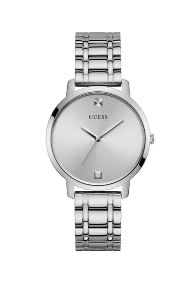 Guess Nova Quartz Analoog Horloge Zilverkleurig Kast Gemaakt Van 100% Roestvrij Staal En Een Armband Van 100% Roestvrij Staal 40 U1313L1, U1313L3