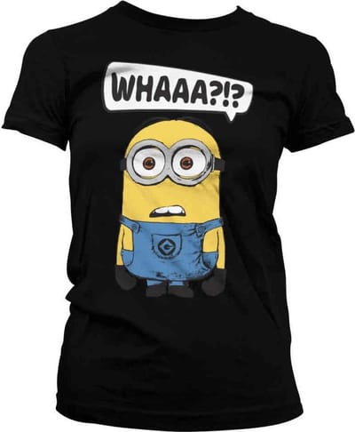 Minions Dames Tshirt -S- Whaaa?!? Zwart