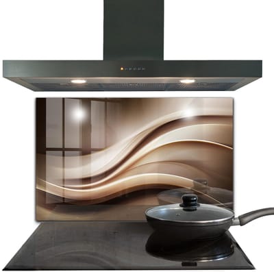 Tulup Achterwand Keuken - Energiegolfabstractie Spatscherm Keuken Glas - 100 x 70 cm - Bruin Foto Achterwand Keuken - Streetart Moderne Keuken Achterwand - Kookplaat achterwand - Kookplaatachterwanden