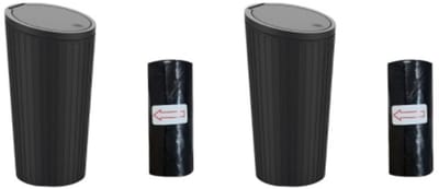 2-Pack Auto Prullenbak - Mini Auto Prullenbak - met 2 Rollen Afvalzakken - Draagbare Mini Prullenbak - Auto Prullenbak met Deksel - voor Auto's, Huizen en Kantoren-8.5*8.5*16.3cm-Zwart