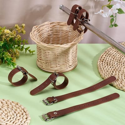 Premium fietsmand riemen set - lederen gespen voor fietsmand - verstelbare handvathouders - front mand accessoires