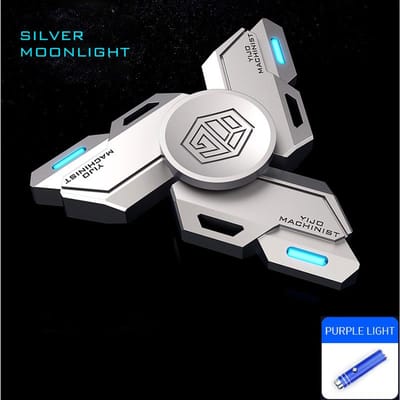 Fidget Spinner Metaallegering Lichtgevende Langdurige Vingertop Gyro EDC Spinning Top Stress Relief Speelgoed voor Volwassenen Kinderen Geschenken blue
