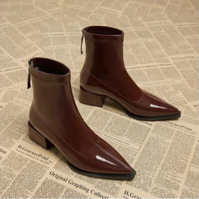 Dames Enkelhoge Hakken Chelsea Boots Puntige Neus Schoenen Designer Pumps Winter Nieuwe Schoenen Dames Motorlaarzen 42 black