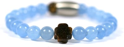 IbizaMen KIDS - jongens - armband - edelsteen - aquamarijn - 14cm