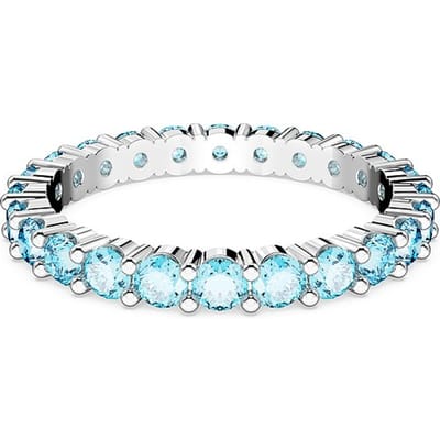 Bague Swarovski Matrix Fashion Coupe Ronde Plaqué Rhodium Bague Femme Bleue 5658671 55 white