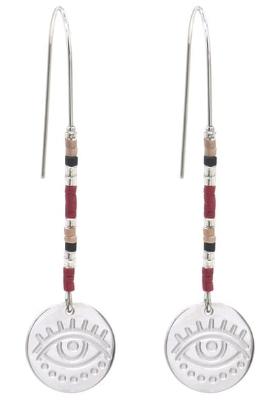 Oorbellen met Kralen en Munt - RVS - 5,5 cm - Zilverkleurig