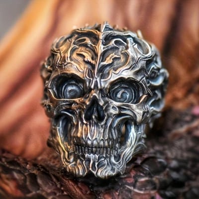 Vintage Punk Roestvrijstalen Doodskopringen Voor Mannen Gothic Punk Horror Doodskopringen Hip Hop Mannen Motorfiets Rock Biker Sieraden Cadeaus 10 black