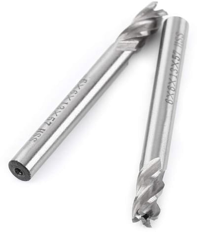 Dailygoods- Frees 2 Stuks - HSS Frees - 6 mm Snijdiameter - 4 Fluiten - Schacht 6 mm - Totale Lengte 57 mm - Freesbit