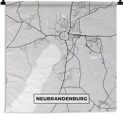 Wandkleed - Wanddoek - Duitsland - Stadskaart - Plattegrond - Kaart - Neurandenburg - 180x180 cm - Wandtapijt