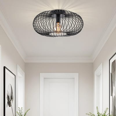 Plafondlamp van zwart metaal, 1-lichts - Metal